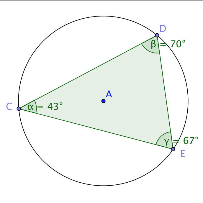 Thumbnail of applet Triangle inscribed in a circle